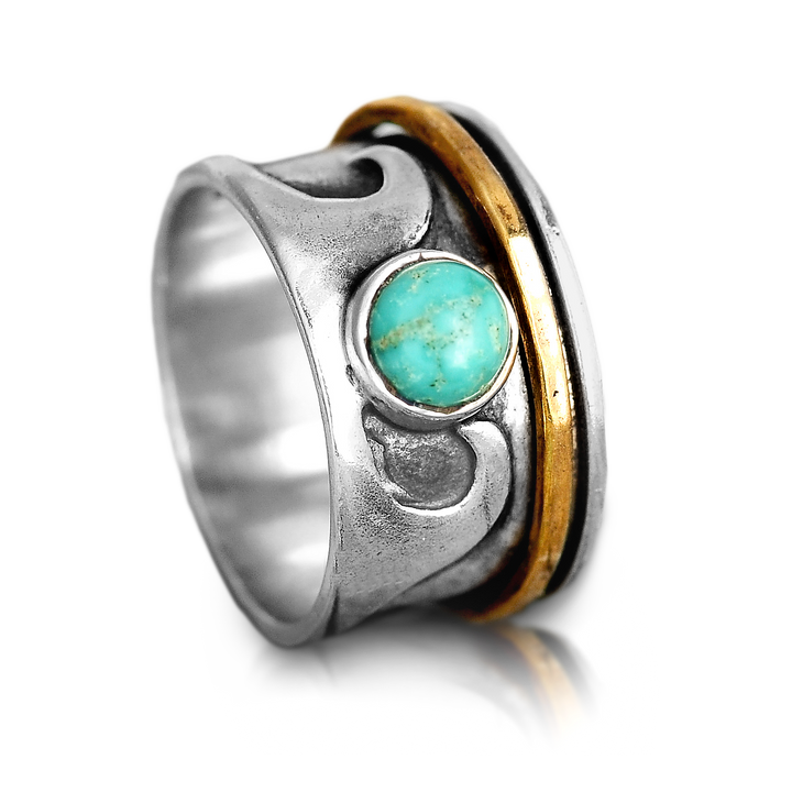 Fidget Wave Turquoise Ring Sterling Silver