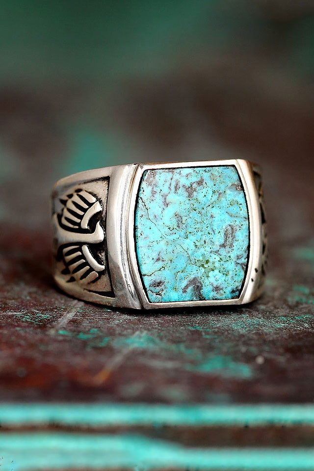 Eagle Turquoise Ring for Men Sterling Silver