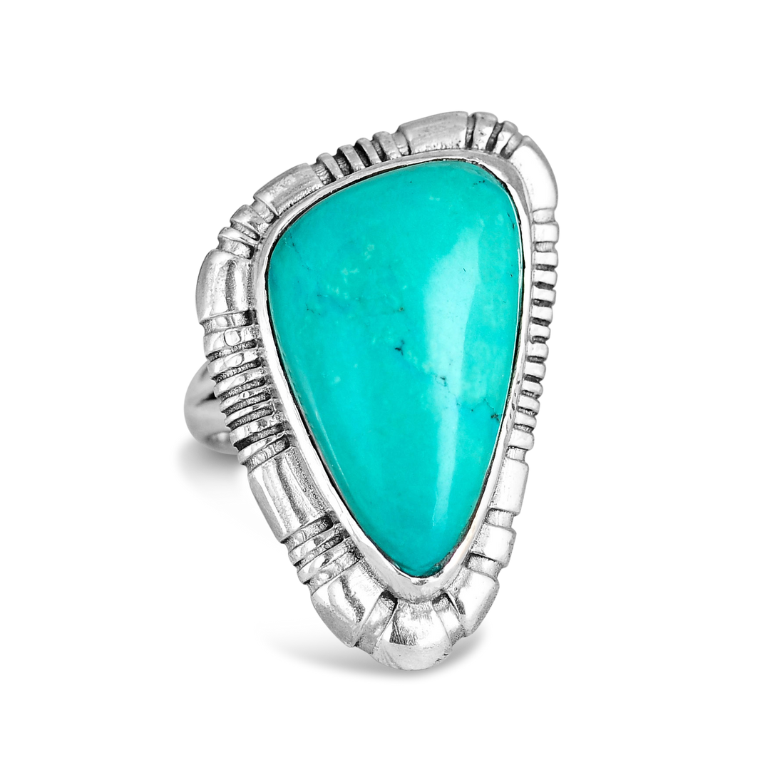 Western Style Turquoise Ring Sterling Silver