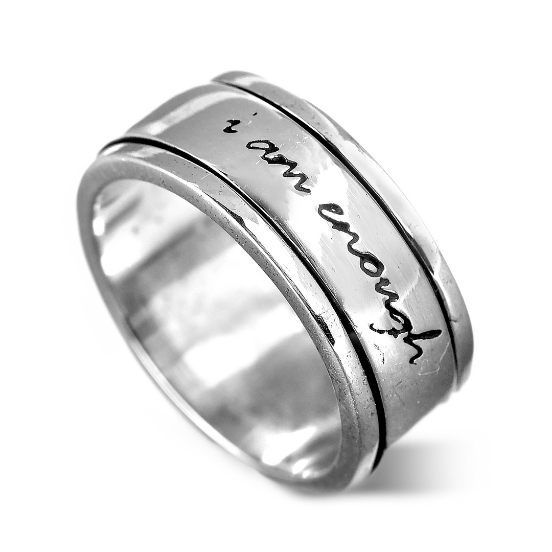 "Ich bin genug" Fidget Ring Sterling Silber