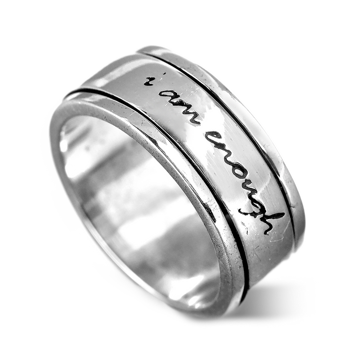 "Ich bin genug" Fidget Ring Sterling Silber