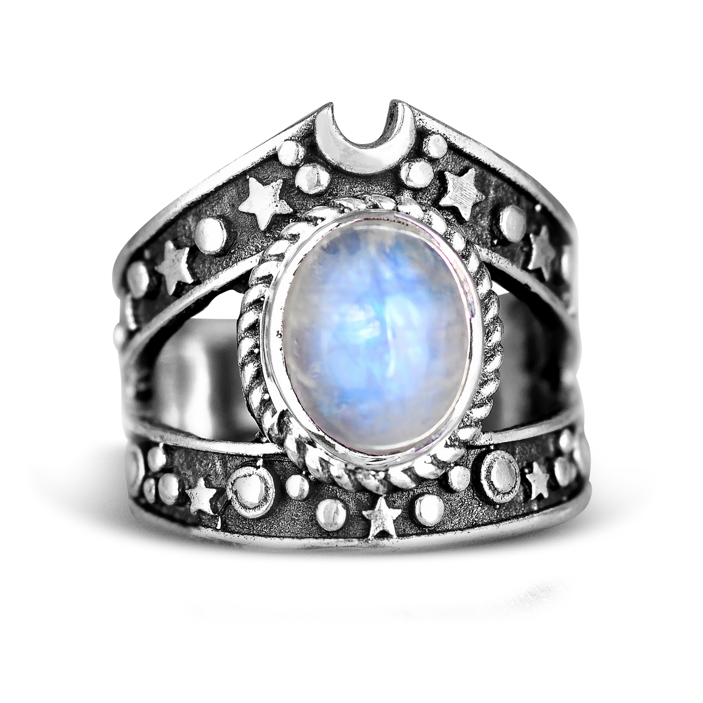 Celestial Moonstone Ring Sterling Silver