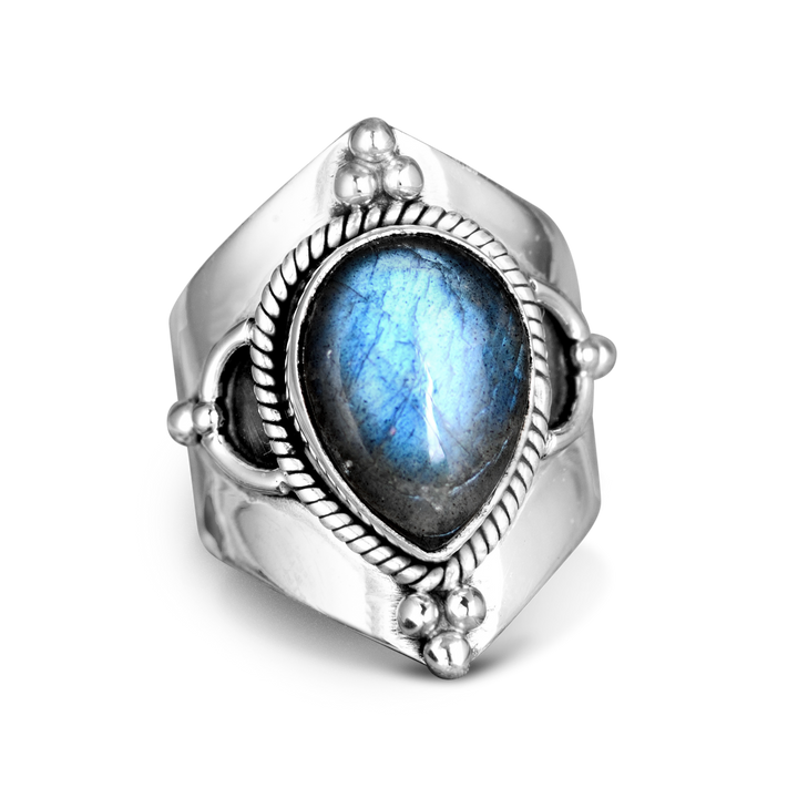 Teardrop Labradorite Ring Sterling Silver