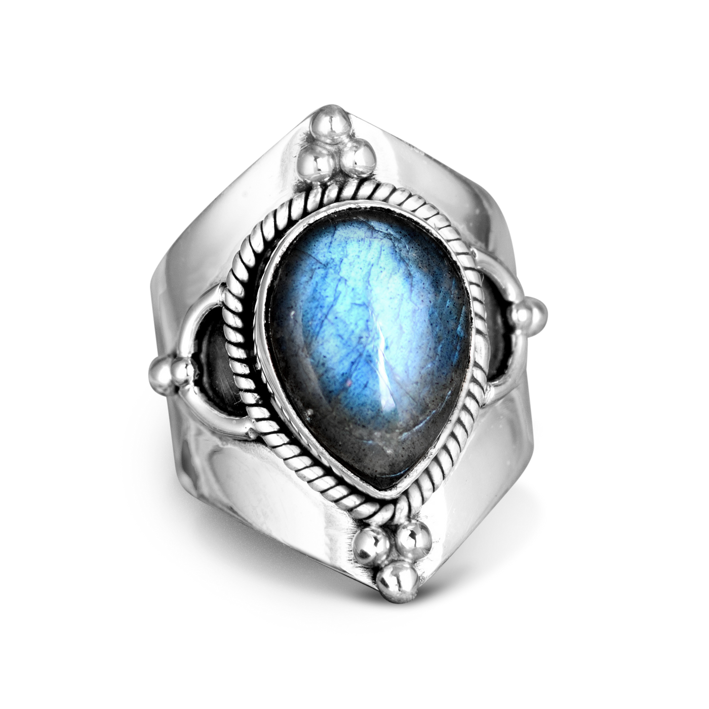 Teardrop Labradorite Ring Sterling Silver