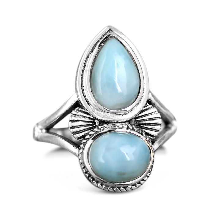 Larimar Muschel Ring Sterling Silber