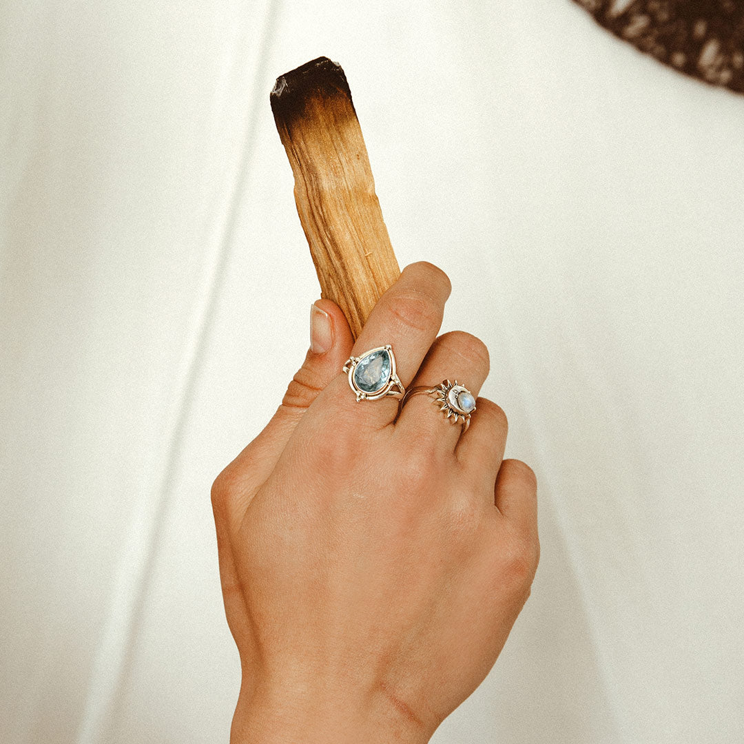 Teardrop Aquamarine Ring Sterling Silver Boho Magic Jewelry Teardrop Aquamarine Ring Sterling Silver Boho Magic Jewelry