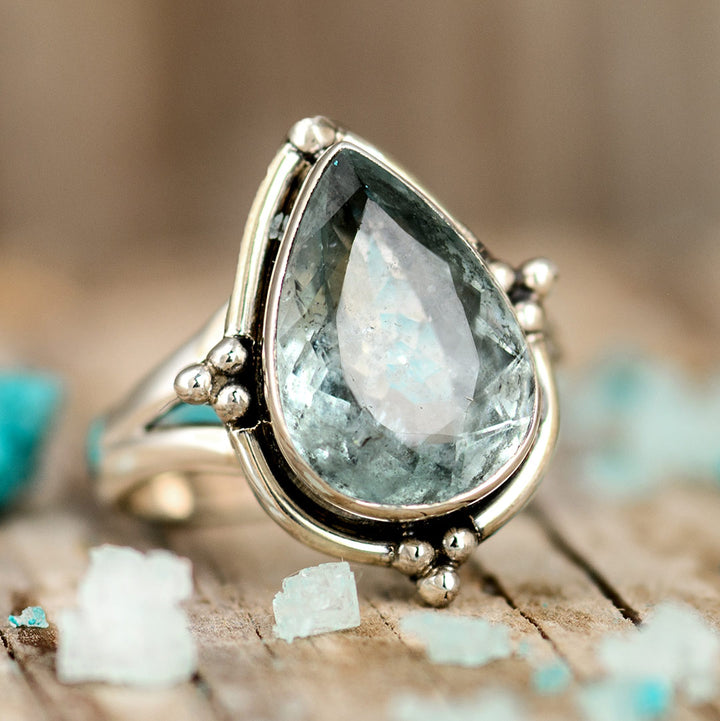 Teardrop Aquamarine Ring Sterling Silver