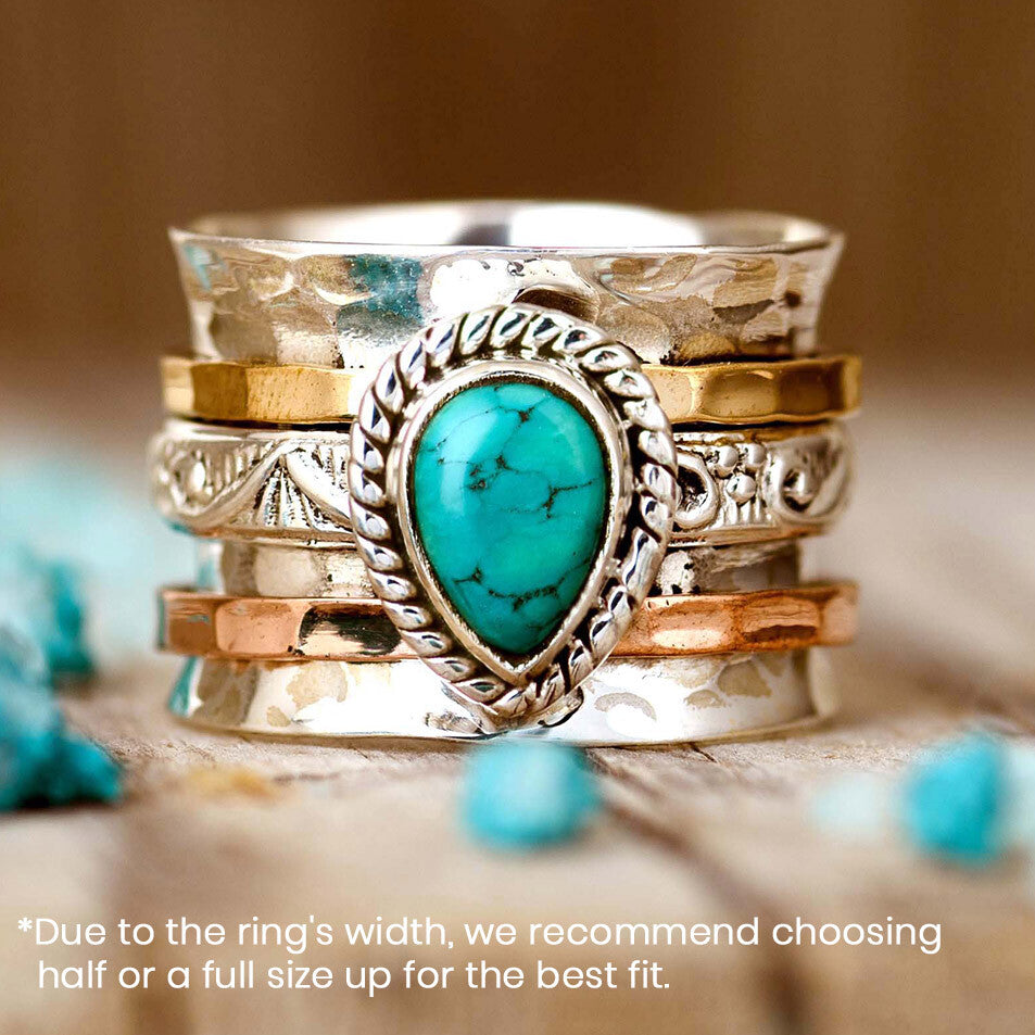 Garnet Ring Gemstone Sterling Silver Rings Teardrop Turquoise