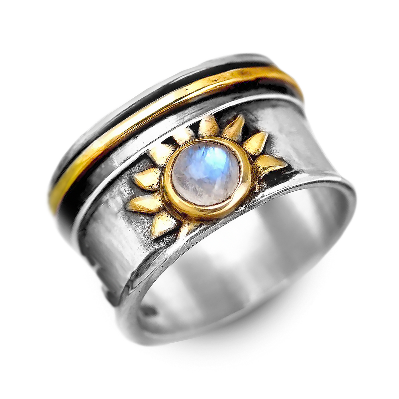 Sun Moonstone Fidget Ring Sterling Silver