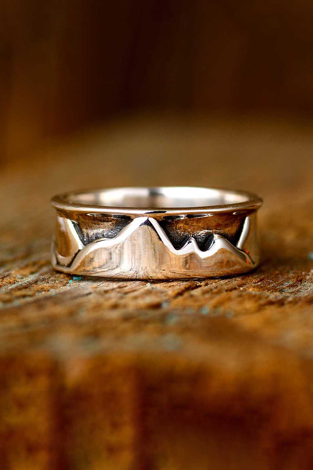 Mountain Ring for Men Sterling Silver