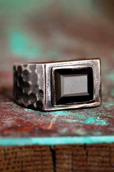 Black Onyx Signet Ring for Men Sterling Silver - Boho Magic