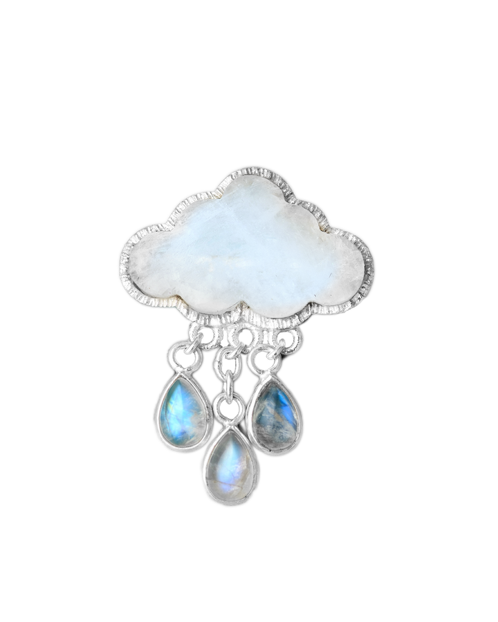 Cloud and Raindrops Moonstone Ring Sterling Silver