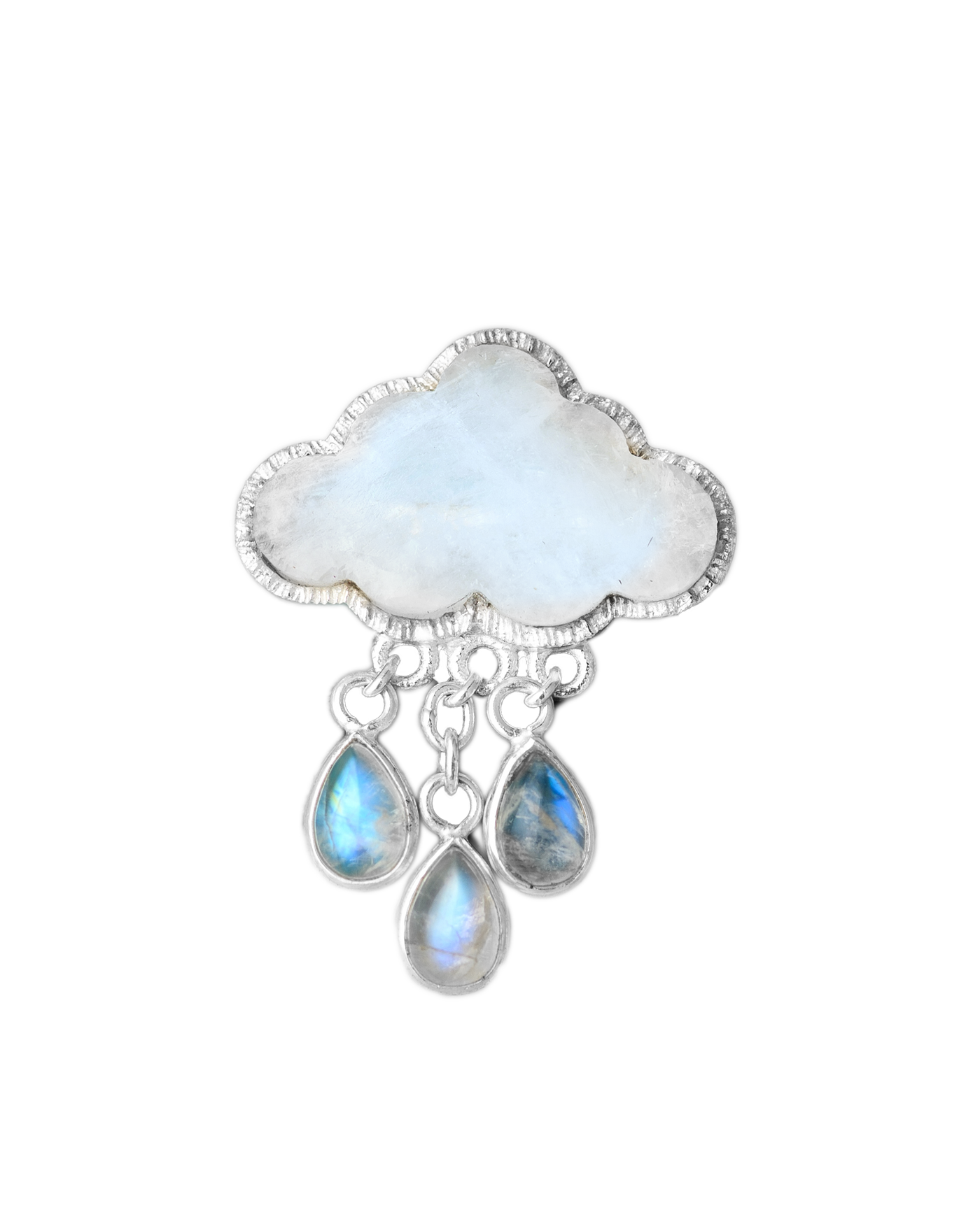 Cloud and Raindrops Moonstone Ring Sterling Silver