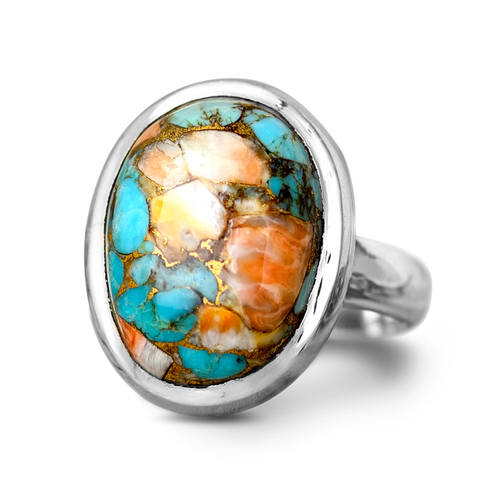 Oyster Copper Turquoise Ring Sterling Silver