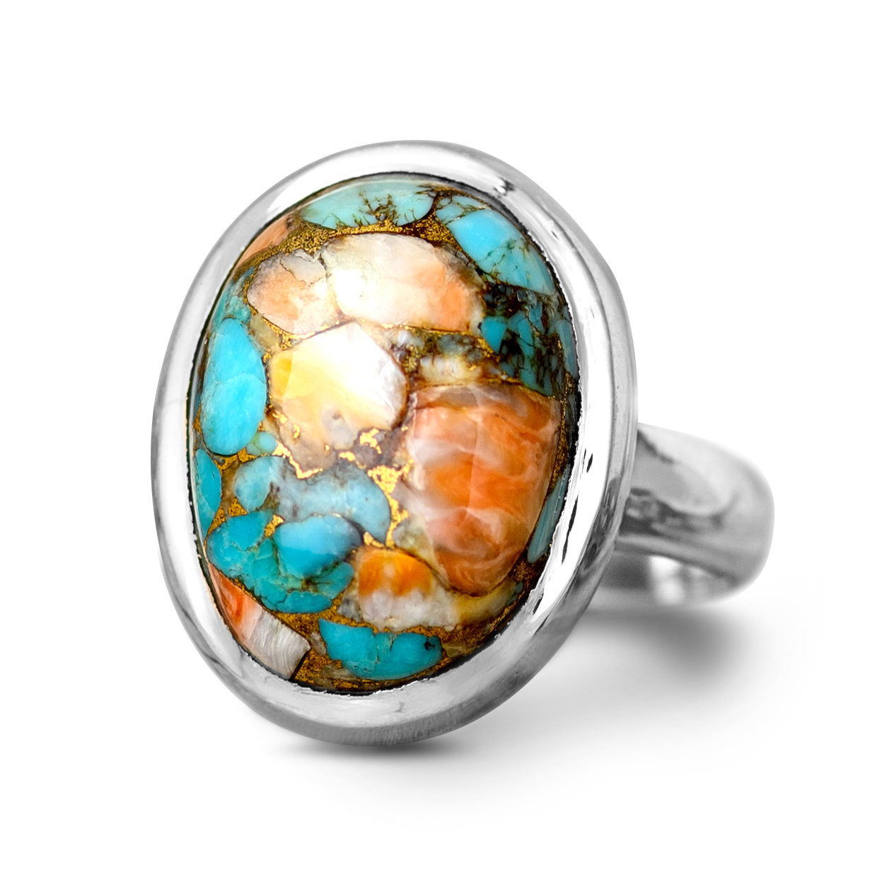 Oyster Copper Turquoise Ring Sterling Silver