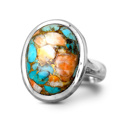 Oyster Copper Turquoise Ring Sterling Silver - Boho Magic