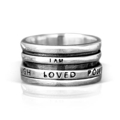 Fidget Ring with Empowering Engraving Sterling Silver - Boho Magic