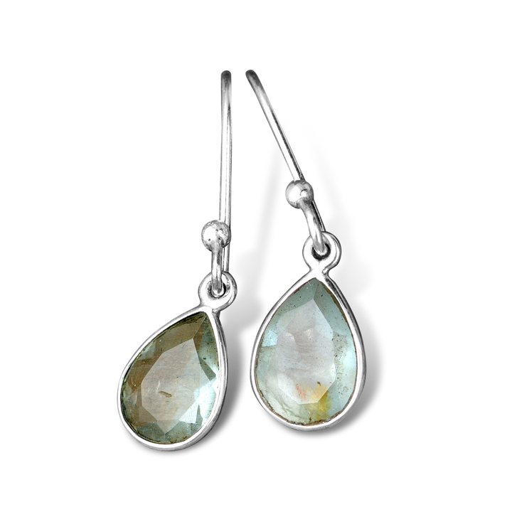 Aquamarine Teardrop Earrings Sterling Silver