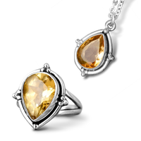 Citrine Teardrop Set - Ring and Necklace - Boho Magic