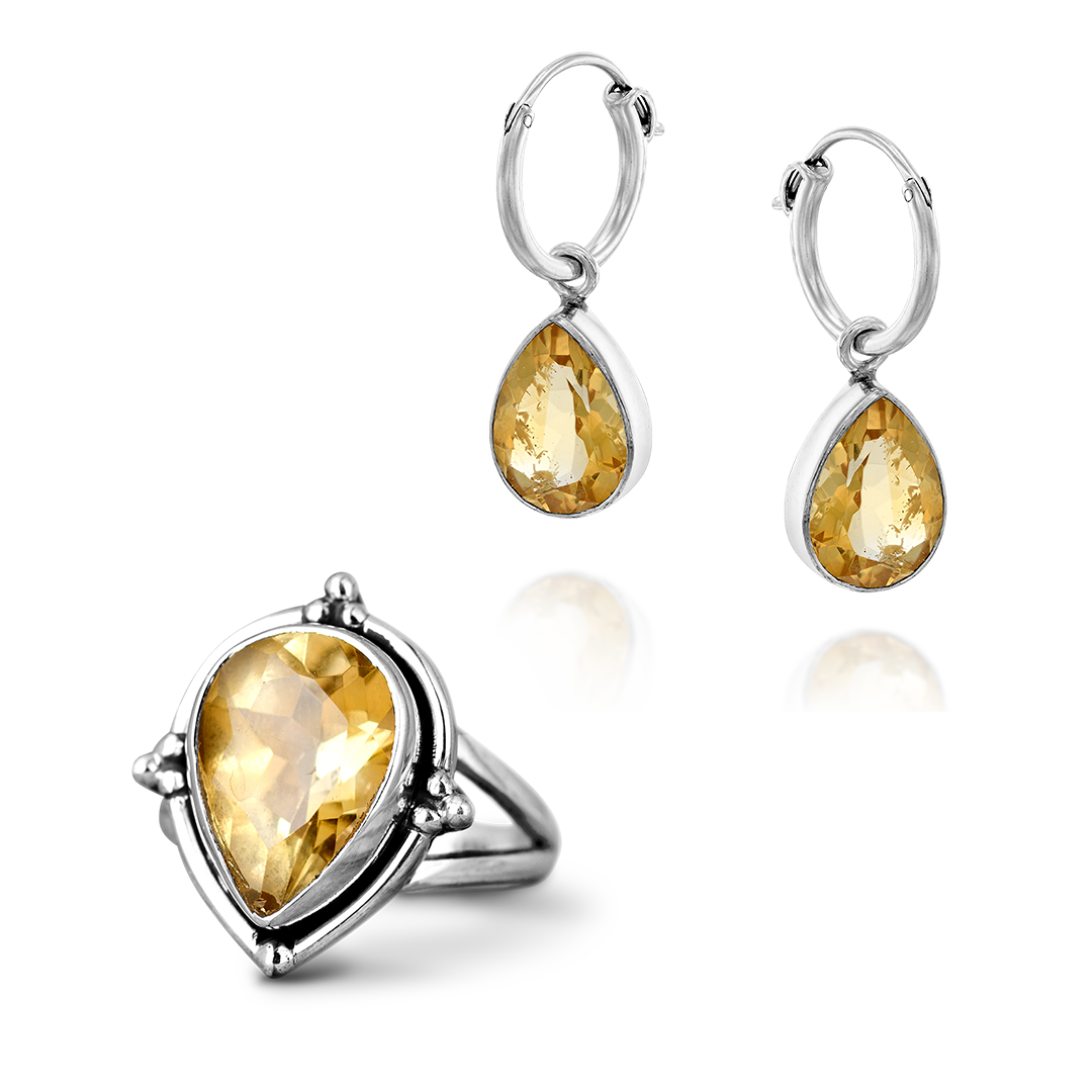 Citrine Teardrop Set