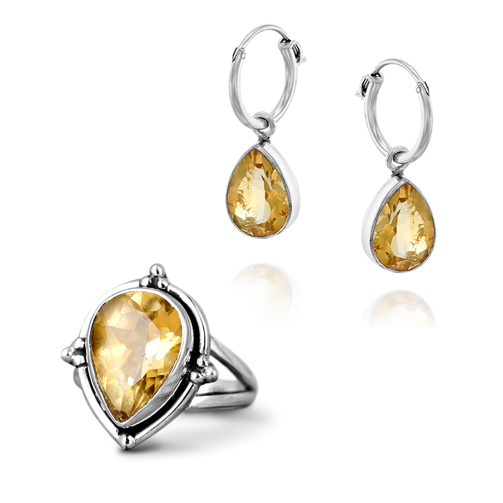 Citrine Teardrop Set