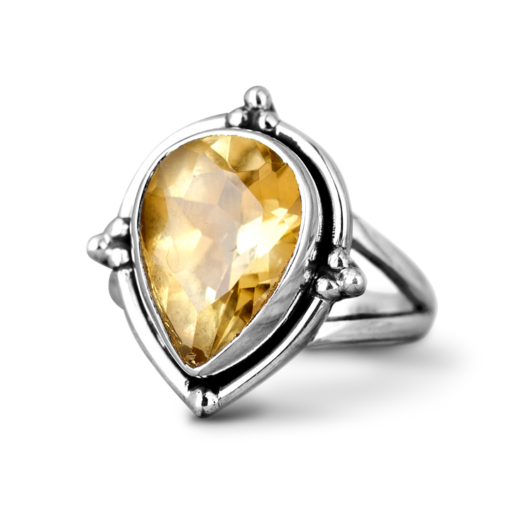 Citrine Teardrop Ring Sterling Silver