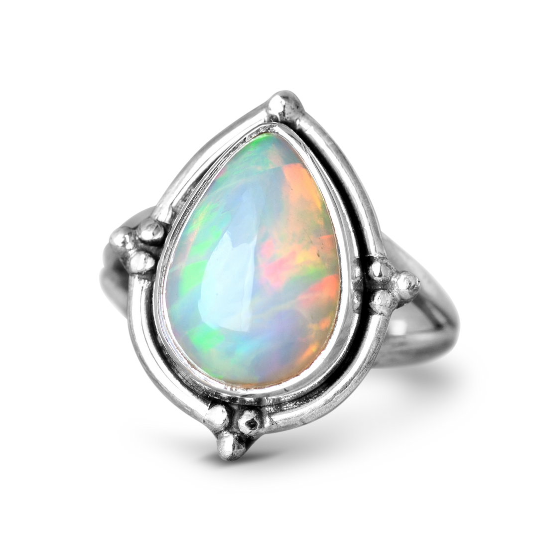 Opal Teardrop Ring Sterling Silver – Boho Magic Jewelry Opal Teardrop Ring Sterling Silver – Boho Magic Jewelry