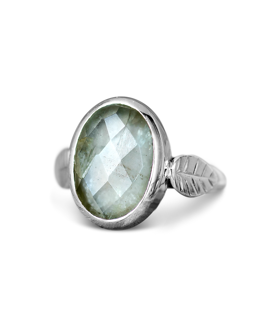 Aquamarin Blatt Ring Sterling Silber