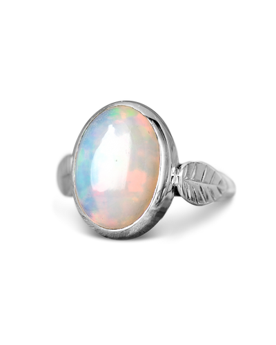 Opal Leaf Ring Sterling Silver - Boho Magic