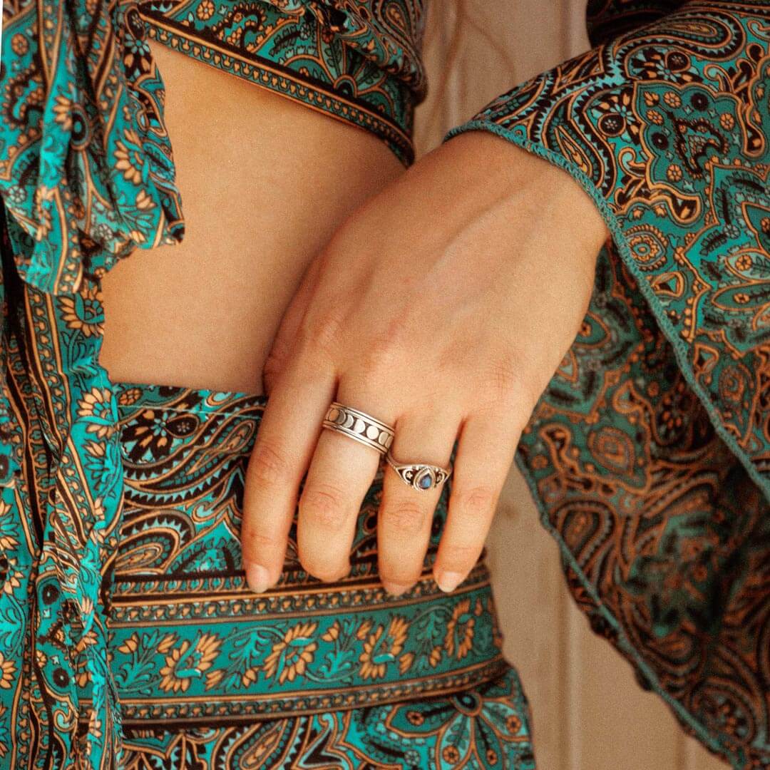 Labradorite Stars and Moon Ring