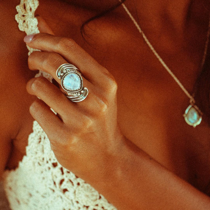 Bohemian Teardrop Moonstone Ring