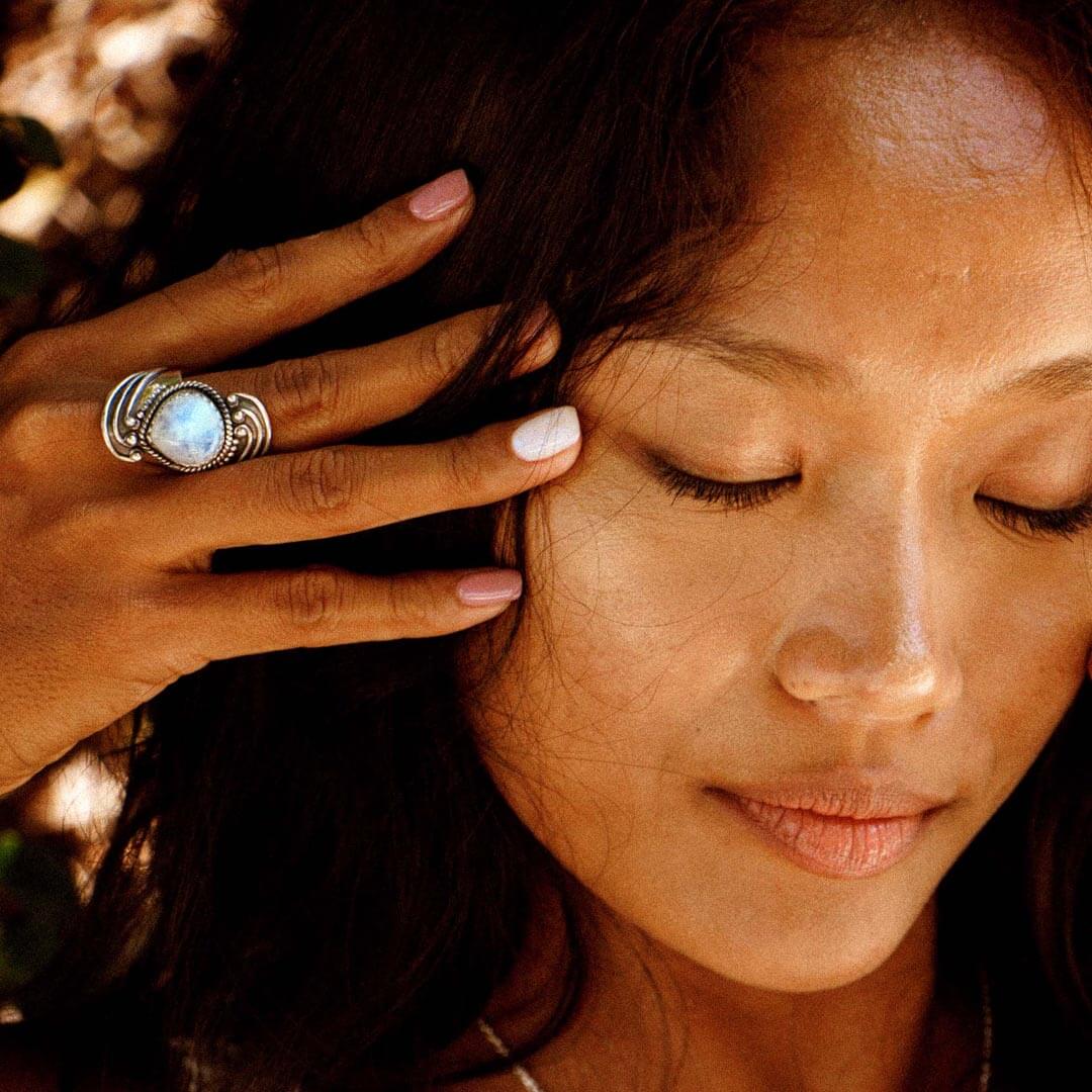 Bohemian Teardrop Moonstone Ring