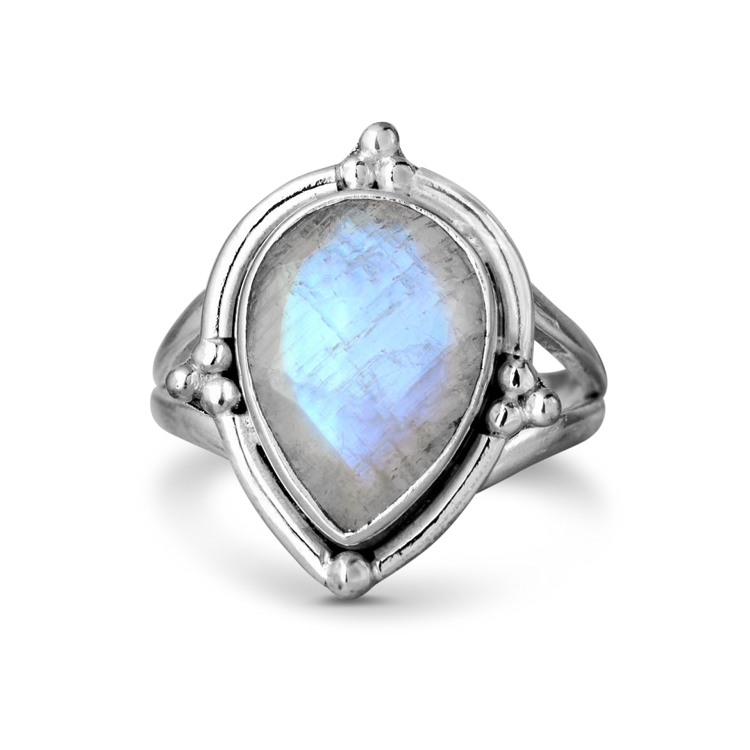 Teardrop Faceted Moonstone Ring