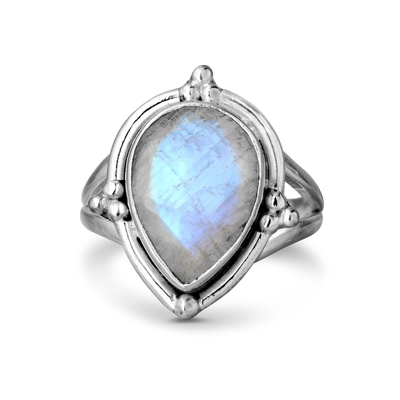 Teardrop Faceted Moonstone Ring - Boho Magic