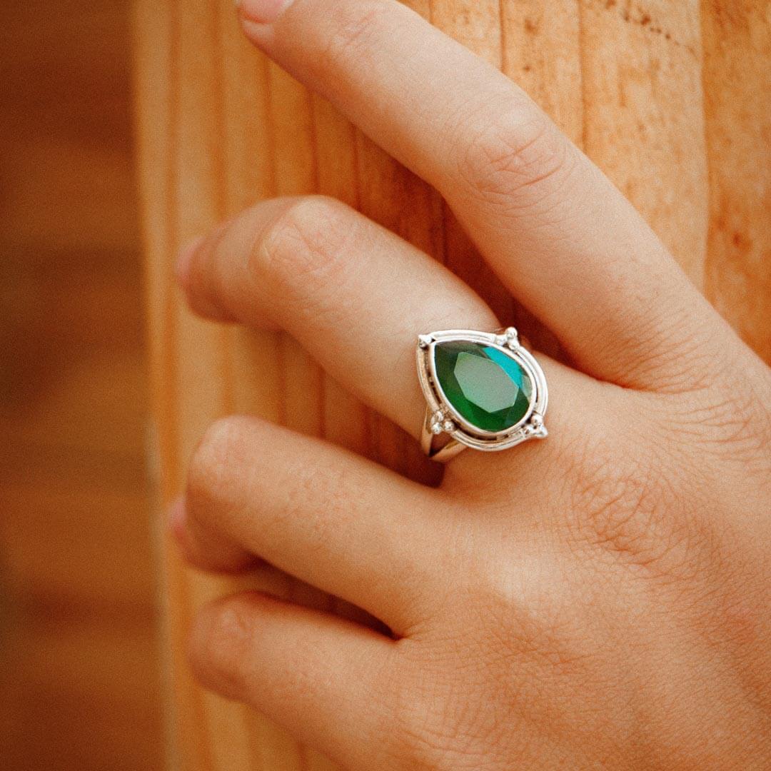 Teardrop Green Onyx Ring
