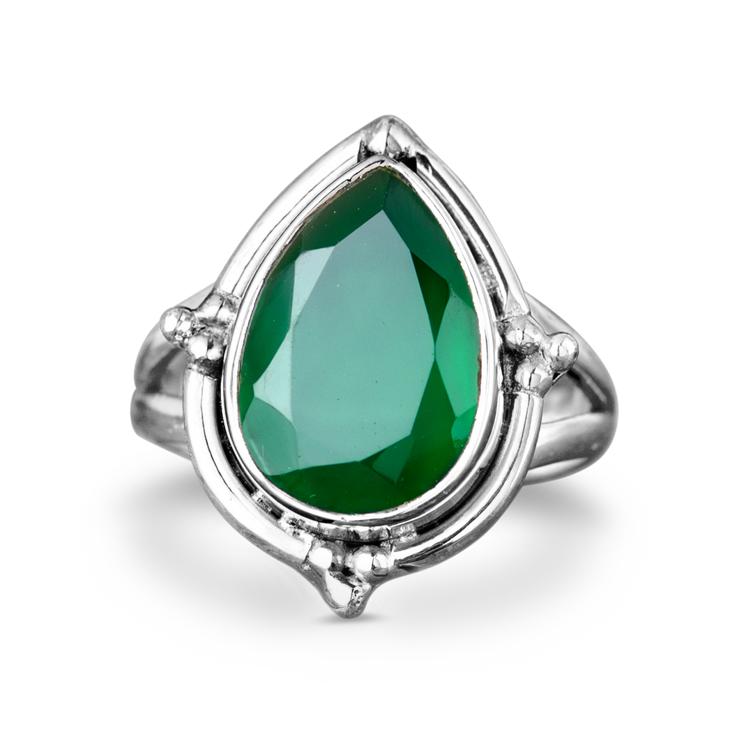 Teardrop Green Onyx Ring