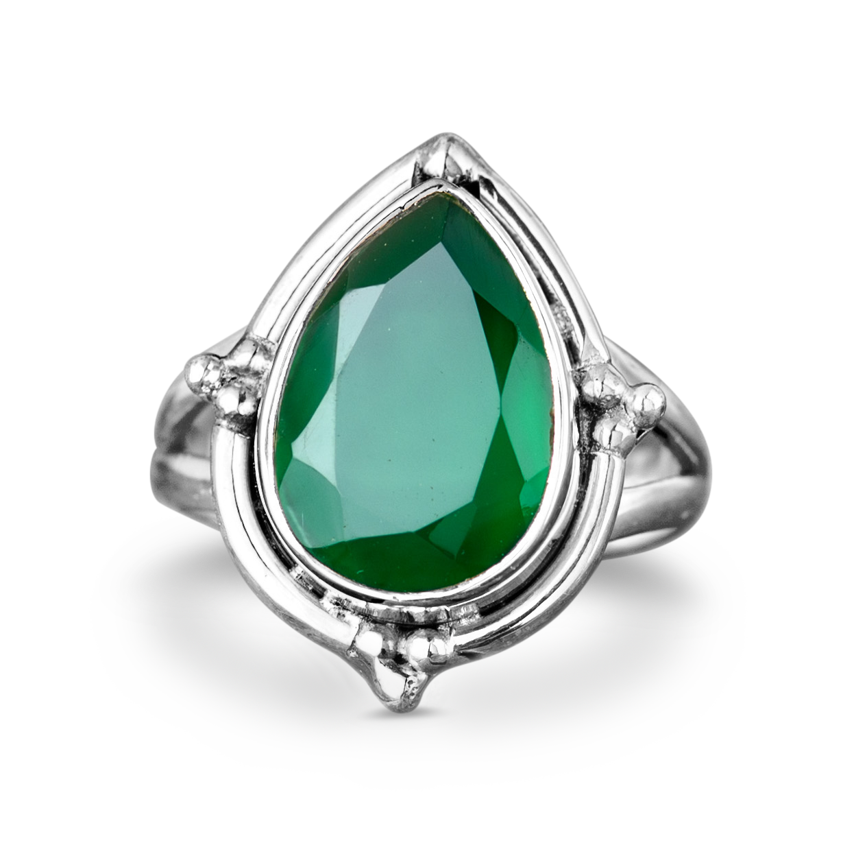 Teardrop Green Onyx Ring