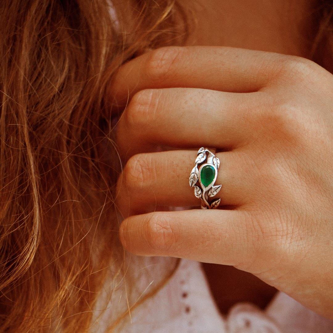 Leaves Green Onyx Ring