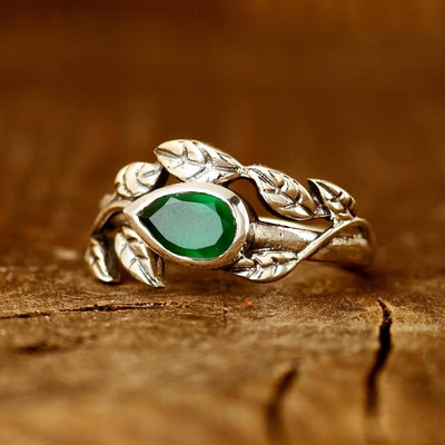 Leaves Green Onyx Ring - Boho Magic