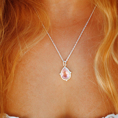 Teardrop Rose Quartz Necklace - Boho Magic