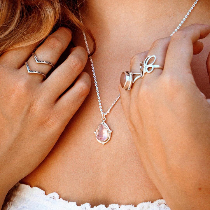 Teardrop Rose Quartz Necklace