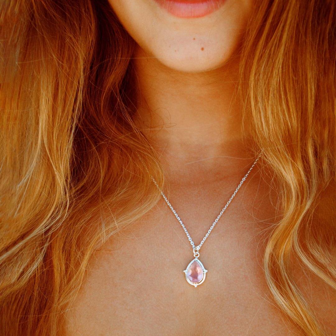 Teardrop Rose Quartz Necklace