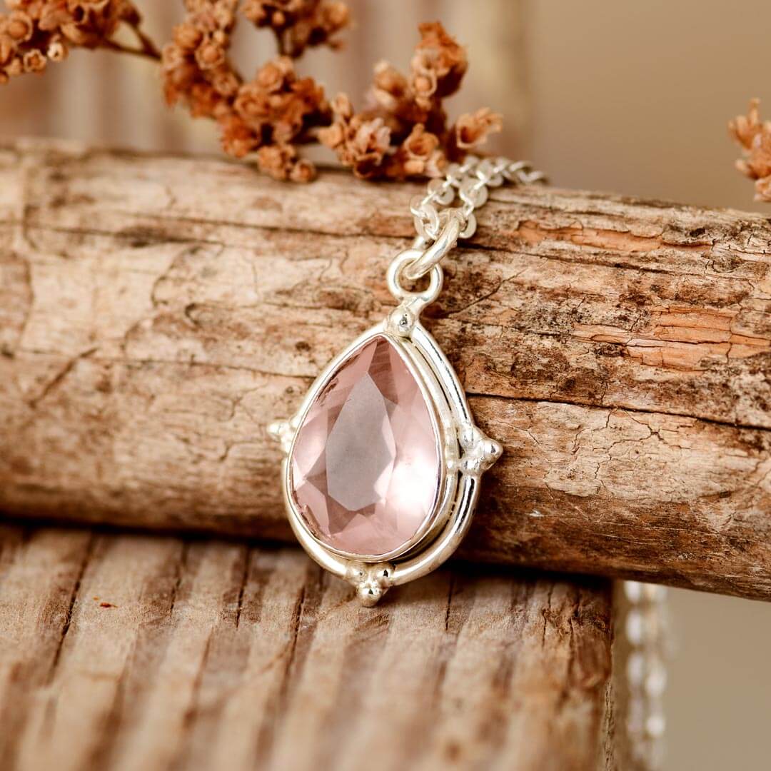 Teardrop Rose Quartz Necklace