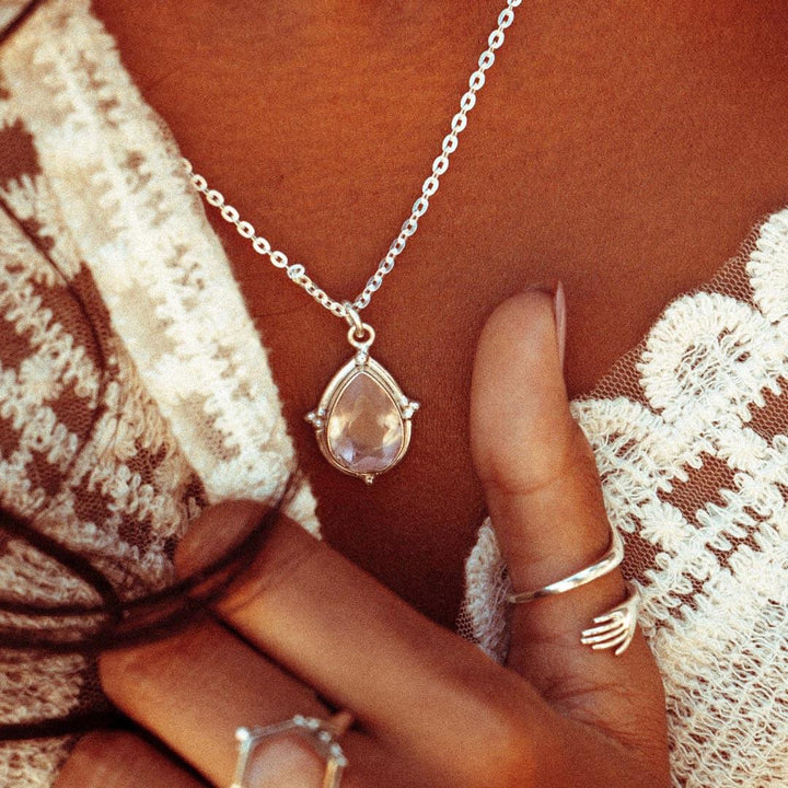 Teardrop Rose Quartz Necklace