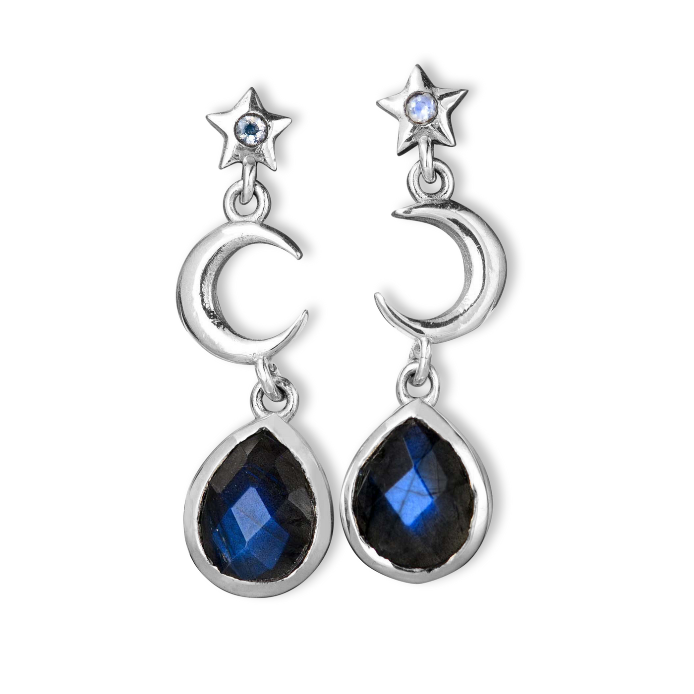 Moon and Star Labradorite Earrings