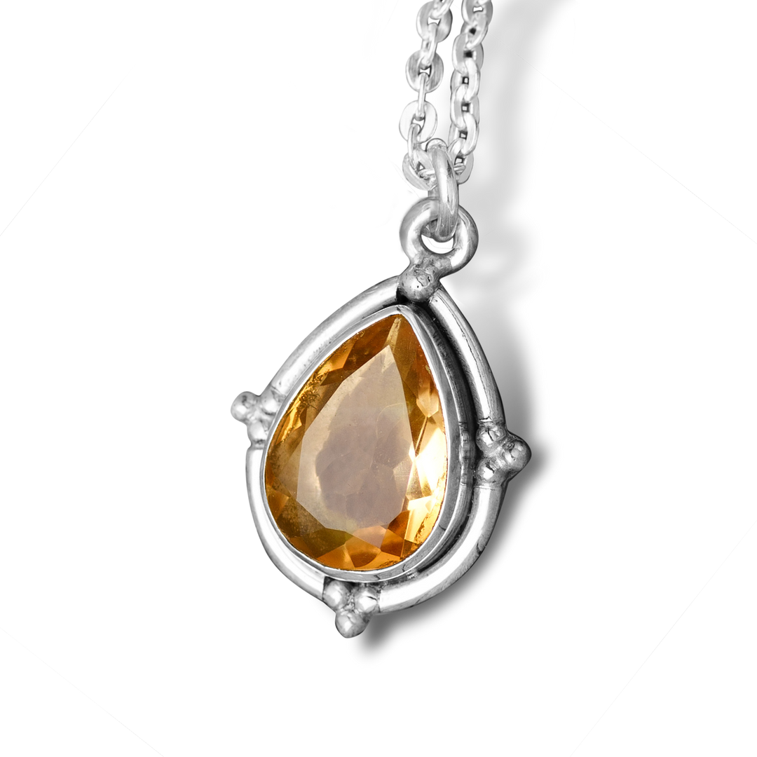 Teardrop Citrine Crystal Necklace