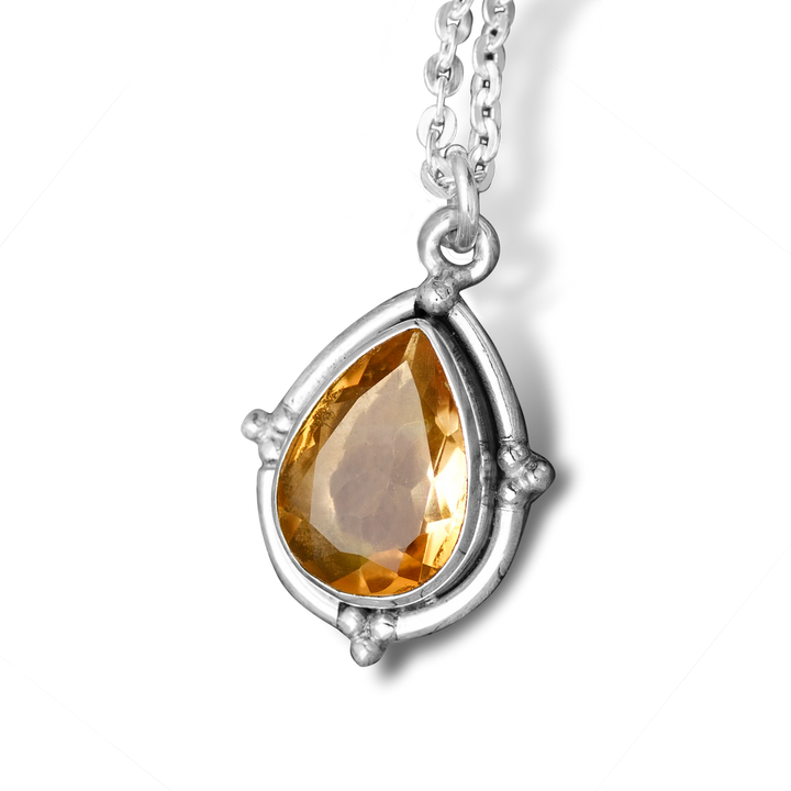 Teardrop Citrine Crystal Necklace