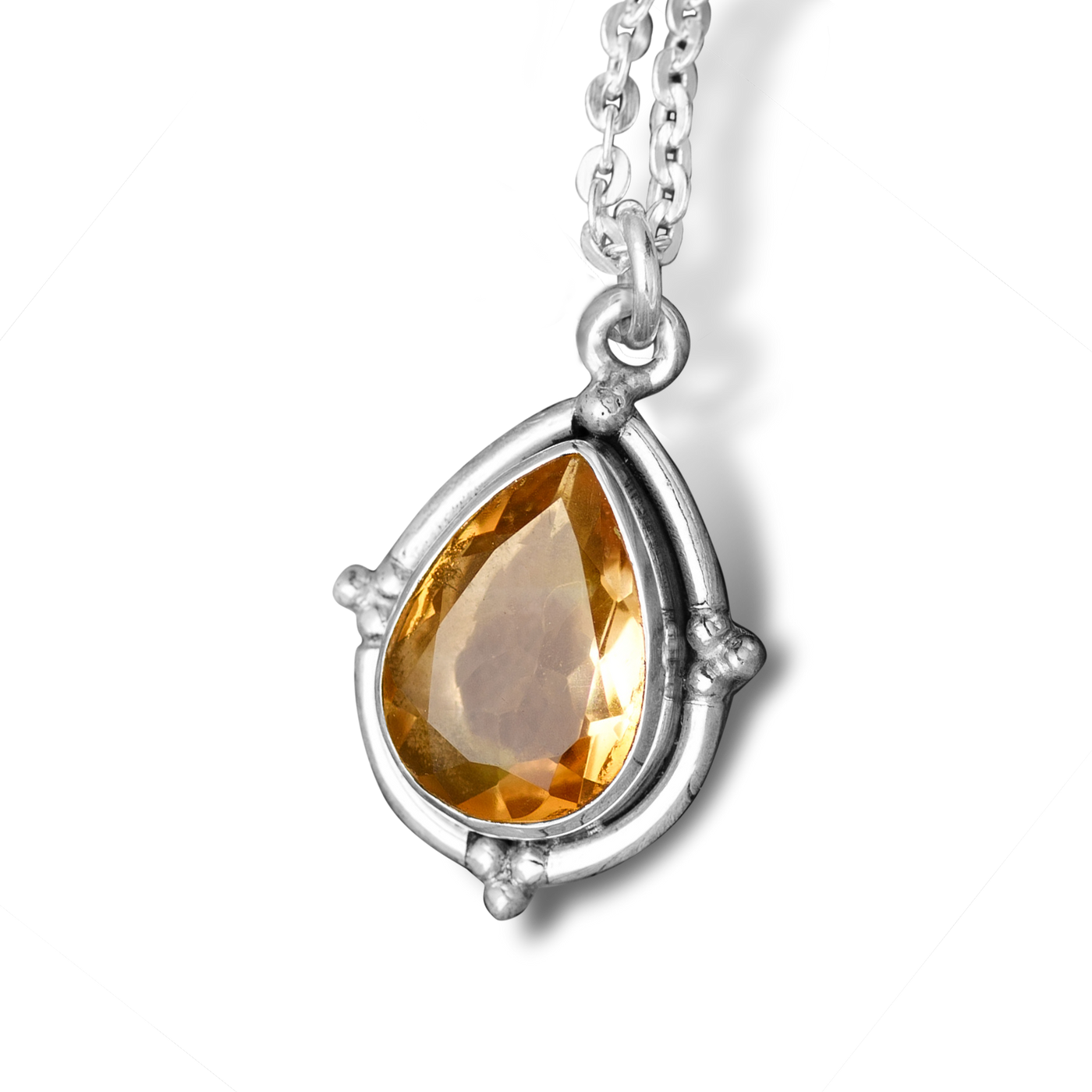 Teardrop Citrine Crystal Necklace