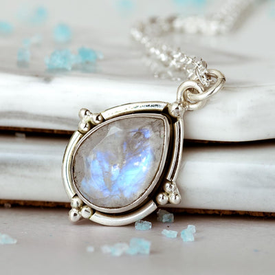 Rainbow Moonstone Set - Ring and Necklace - Boho Magic