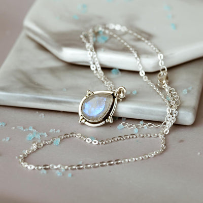 Rainbow Moonstone Set - Ring and Necklace - Boho Magic